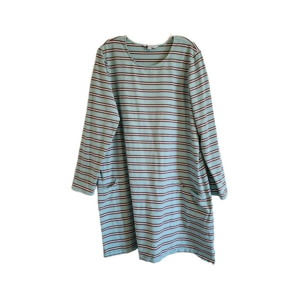 Chadwicks Tunic Striped Dress Aqua Size 2X